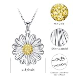 Daisy Necklace for Women Sterling Silver Flower Daisy Pendant Necklaces Birthday Graduation Gifts (Daisy Necklace)