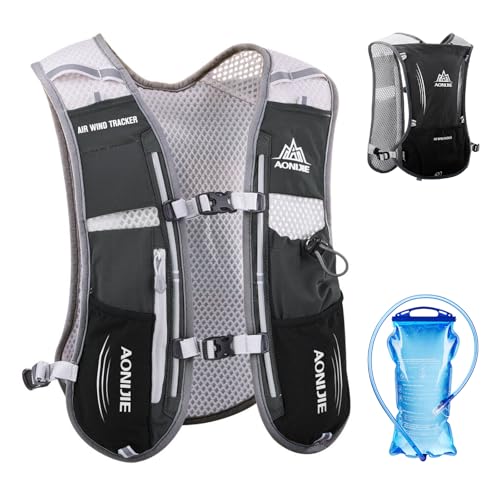 TRIWONDER Hydration Pack Backpack 5L Marathoner Running Race Hydration Vest (Black - with 1.5L Water Bladder)