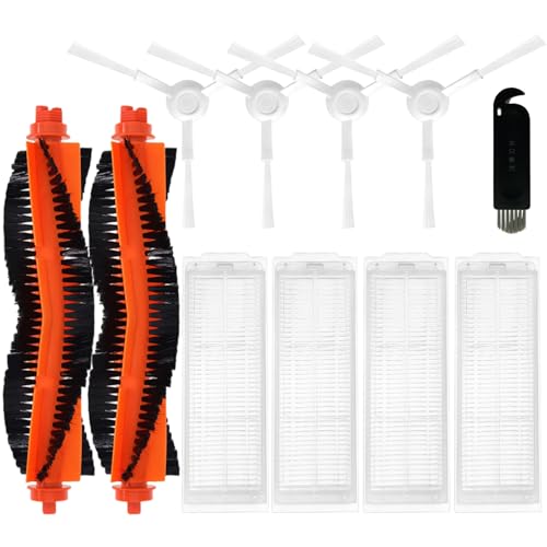 Replacement Parts for Xiaomi Vacuum Mop 2S / Mop P/Mop Pro / XMSTJQR2S / STYTJ02YM Mi Robot Accessory, 2 Main Brush 4 Filter 4 Side Brush 1 Cleaning Tool, Accessories Kit Spare Repair Attachments