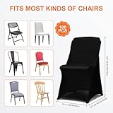 RhymBar Black Chair Covers 100 Pack, Spandex Folding Chair Covers, Universal Stretch Washable Fitted Slipcovers for Wedding, Party, Celebration, Black