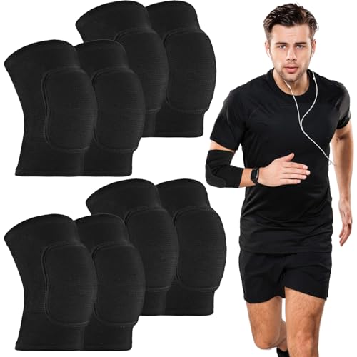 Sibba 4 Pairs Compression Elbow Pads, Arm Brace Support Fitness Arm Knee Protector Volleyball Basketball Breathable Elbow Wraps for Men and Women