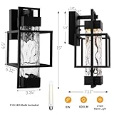 PARTPHONER Modern Outdoor Light Fixtures Dusk to Dawn Outdoor Lighting 2 Pack, 15" Exterior Wall Sconce Waterproof Porch Light, Outside Light for House with Water Glass for Garage Doorway