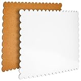 Sparkle and Bash White Foil Cake Boards, Scalloped Rectangle Dessert Base (14 x 10 In, 25 Pack)