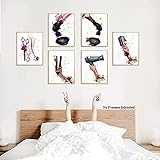 Hair Salon Wall Art, Women Fashion Bathroom Bedroom Decor,Salon Decorations for Wall Makeup Canvas Wall ArtBarber Shop Decoration Paintings Wall Decor Canvas, 6 Set(8"x10" Unframed)