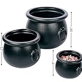 Fun Express Black Cauldron Pot 16", 12" and 8", Pack of 3, Create an Enchanting Halloween Atmosphere with Our Plastic Cauldron, Witch Cauldron Pots Endless Decor Possibilities