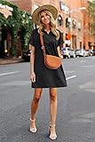 Zeagoo Women Summer Casual T Shirt Dresses Cotton Short Sleeve Button Down Tunic Dress with Pockets Black S