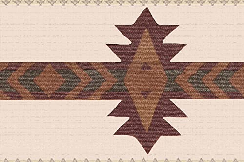 Dundee Deco DDAZBD9324 Peel and Stick Wallpaper Border - Southwestern Burgundy Brown Green Abstract Wall Border Retro Design, 15 ft x 7 in (4.57m x 17.78cm), Self Adhesive