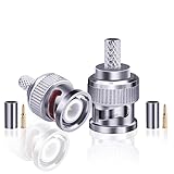 Fanbalunke BNC Male Connector 50 Pcs 50 Ohm BNC Male Plug Crimp Connector for 50 Ohm RG58 LMR195 RG142 RG223 Coaxial Cable BNC Type Solder Converter