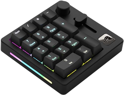 Glorious GMMK Macro Pad - Black Mechanical Numpad - 10 Key USB Keypad - Hotswap, Programmable Volume Knob, RGB Backlit, Wired & Wireless Bluetooth- Gaming Keyboard Number Pad