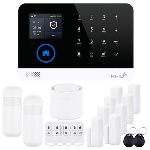 Burglar Alarm System for Home, DIY 4G WiFi Wireless Security Alarm Kit with GSM and Free APP