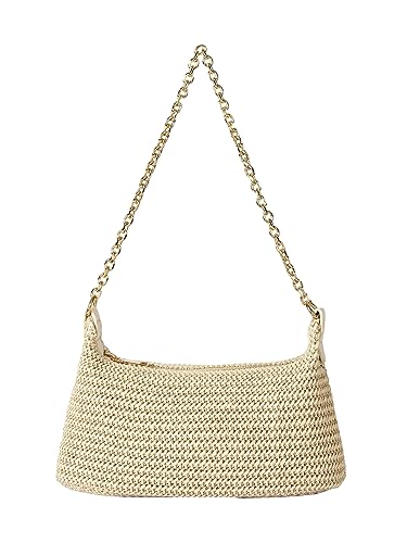 Verdusa Women's Straw Woven Shoulder Bag Tote Handbag Summer Beach Purse Beige one-size