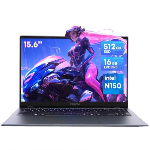 CHUWI GemiBook Plus Laptop 15.6'', 16GB LPDDR5 512GB SSD, Intel N150(Up to 3.6GHz, TDP 15W), Windows 11 Laptops Computer, 2TB SSD Expend, IPS FHD 2K, HDMI, WiFi 6, BT5.2, USB 3.0, Webcam