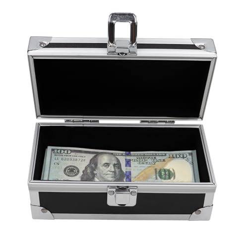 Cash Box, Aluminium Alloy Money Organizer for Cash, Card, Bill, Check, Gadgets, Savings Box, Petty Cash Box, Money Holder, Coin Storage Box, Single Row Currency Tray