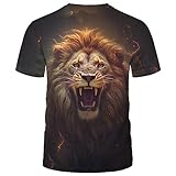 Srcnhim Mens Animal Lion 3D Print T-Shirt Casual Short Sleeve Tee Shirt,Brown,L