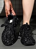 Cape Robbin Johanna Sneakers, Chunky Sneakers Women, Trendy Rhinestone Platform Sneakers, Chunky Black & White Sneakers Women - Black Size 9