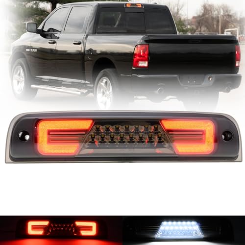 Mingrui test Led Third Brake Light for 2009-2024 Dodge Ram 1500 2500 3500 4500 5500 Pickup Trucks Rear Center High Mount Stop Lamp CHMSL White Cargo lamp OEM 3rd Brake Light Replacement Smoked Lens