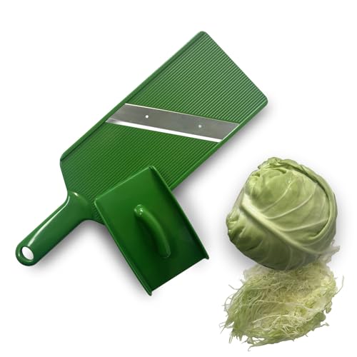RCOAIMT Fixed Thickness Vegetable Slicer – Ultra-Thin Cabbage Shredder for Salads, Jicama Tacos, Onion, Potato Chips – Fine Fluffy Cuts Mandoline Kitchen Tool(Green)