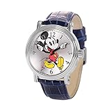 Full-Color Mickey Mouse Moving Hands Watch for Men – Stylish Men's Mickey Mouse Watch – Iconic Watches for Collectors & Fans – Classic Watches with Silver Bezel & Black Leather Strap