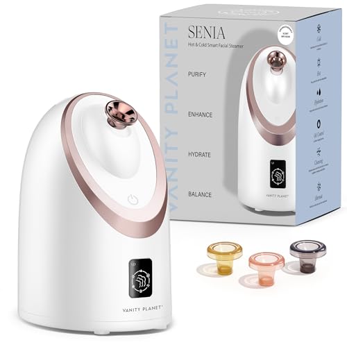 Senia Hot and Cold Facial Steamer by Vanity Planet - Detoxifying Aromatherapy Facial Steamer with Smart Steam Technology - Unclog Pores & Blackheads Cleaner Detoxifies, Cleanses & Moisturizes Skin
