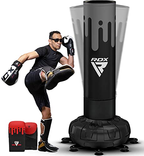 RDX XXL 330LBS Freestanding Punching Bag with Cover & Gloves – 72” Adult Heavy Pedestal Punch Bag Set - 17 Suction Cup 8 Extended Legs Stand Base - Kick Boxing MMA Muay Thai Home Gym Fitness Training