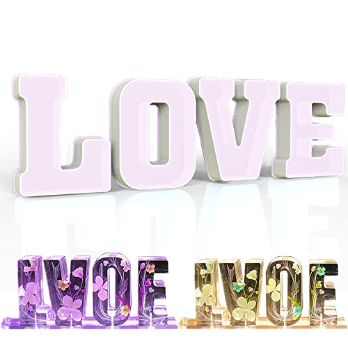 Resin Mold, Large Letter LOVE 3D Silicone Molds for Epoxy Resin Casting, Alphabet Moldes De Silicona para Resina for Art, Soap, Clay Crafts, Home Party Decorations, Jewelry, Candle Wax, DIY Cake Candy