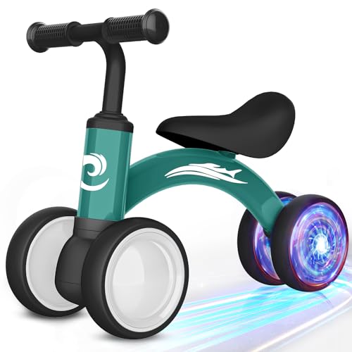 Colorful Lighting Baby Balance Bike Toys for 1 Year Old Boy Girl Gifts, 10-36 Month Toddler Balance Bike, No Pedal 4 Silence Wheels & Soft Seat First Riding on Toys, 1st Birthday Gifts