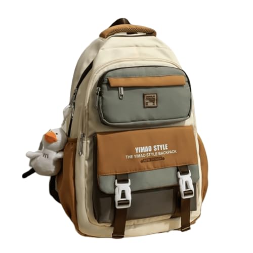 WanMaoTai Cute Aesthetic Backpack Y2K Supplies Laptop Bag Travel Bookbag Large Capacity Japanese Style (Khaki)