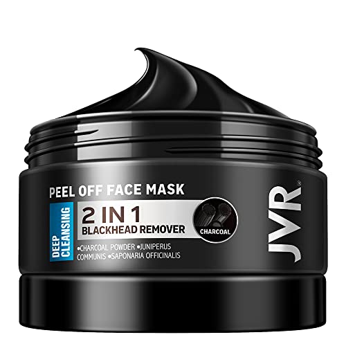 JVR Peel Off Face Mask, Blackhead Remover Mask for Men, Charcoal Peel Off Black Mask, Facial Mask Purifying and Deep Cleansing for All Skin Types 4.23 OZ