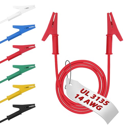 EDGELEC 14 Gauge 6pcs/3.3Ft Alligator Clips Electrical with Wires UL3135,6 Colors Heavy Duty Silicone Test Leads Set Jumper Wires Kit for Testing