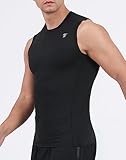 TELALEO 5 Pack Men's Athletic Compression Shirts Sleeveless Workout Tank Top Sports Base Layer Running Basketball M/02