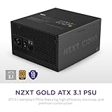 NZXT C1200 Gold ATX 3.1 - Fully Modular Low-Noise PC Gaming Power Supply - 1200 Watts - 80 Plus Gold - 12V-2x6 Connector - Zero Fan Mode - 100% Japanese Capacitors - Black