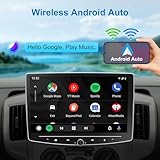 10 Inch Double Din Car Stereo Touchscreen - Detachable Floating QLED Car Radio with Apple Wireless CarPlay, Android Auto, Bluetooth, Live Rear View Camera, 2.1 Channel Audio Multimedia Receivers