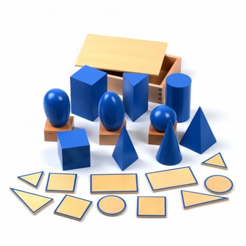 Gudong Baby Toy Montessori Geometric Solids with Stands Bases and Box Early Childhood Education Kids Toys Geometric Shape Cognitive Matching Educational Toy