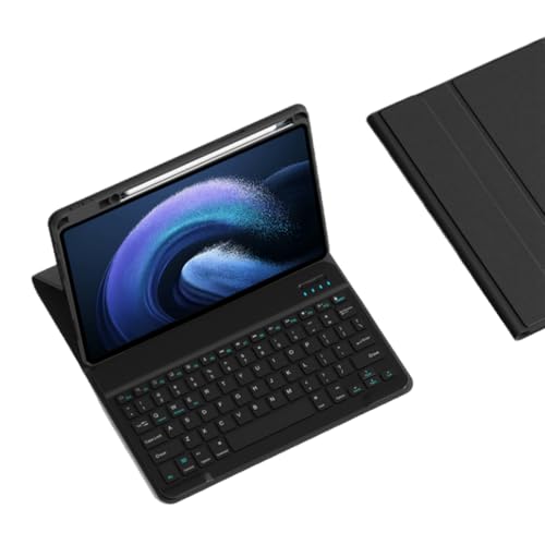 NUWONAYA Keyboard Case for Xiaomi Poco Pad/Redmi Pad Pro 12.1", Slim Flip Case with Pencil Holder Magnetically Detachable Candy Color Keyboard,Black