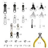 Meikeer 252 Pieces Zipper Repair Kit Replacement Zipper, Zipper Pulls, Installation Tools for Bags Tents Luggage Sleeping Bag Jacket Outdoor