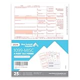 1099 MISC Forms 2024, 4 Part Tax Forms Kit, 25 Vendor Kit of Laser Forms, Compatible with QuickBooks and Accounting Software, 25 Self Seal Envelopes Included