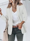 Cicy Bell Womens Casual Blazers Open Front Long Sleeve Work Office Suit Jackets Blazer White