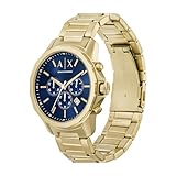 A｜X ARMANI EXCHANGE Men's Chronograph Gold-Tone Stainless Steel Watch and Bracelet Gift Set (Model: AX7151SET)