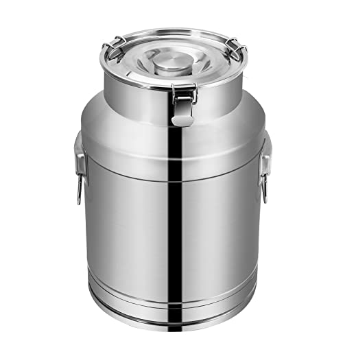 Fulgutonit Stainless Steel 304 Heavy Duty Milk Can 28L/7.8 Gallon Jug with Sealed Lid and Carry Handle