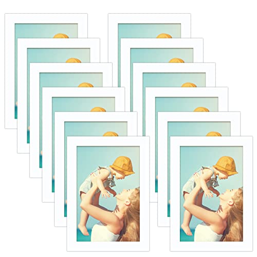CRUGLA 12 Packs 4x6 Magnetic Picture Frames for Refrigerator， White Peel and Stick Frame Bulk, 4 by 6 Photo Holders for Fridge Dishwasher Whiteboard