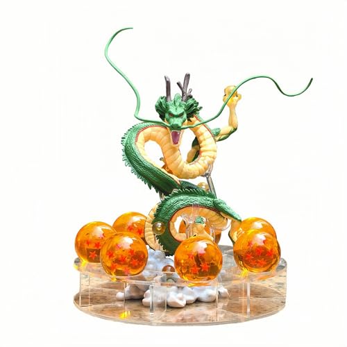 Resin Shenron Figure Dragon Shenlong Statue Set Contains Dragon Statue + Ball 3.5cm + Acrylic Base + Gift Box for with Gift Box for Business Halloween Christmas Holiday and Birthday Home Decoration