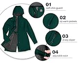 33,000ft Women's Softshell Long Jacket with Hood Fleece Lined Windproof Warm up Waterproof Windbreaker