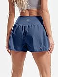 CADMUS 2 in 1 Women's Workout Shorts Athletic Gym Running Shorts for Women Sport Pro Shorts with Phone Pockets,3 Pack, Black & Navy Blue & Pink, Medium