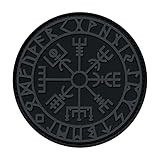 2 PCS AliPlus Viking Vegvisir Patches Helm of Awe Patches Luminous Patch PVC Rubber Patches Tactical Morale Patch Hook Backed(Black Grey)