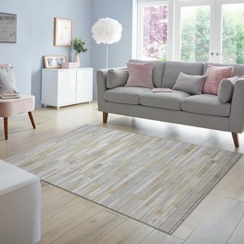 REGAL RUGS 8x10 ft Beige 1 Cowhide Leather Area Rug Soft & Flat Weave Fade Resistant Machine Washable Non Slip Genuine Modern Floor Accent Cow Indoor Home Décor Area Carpets for Living Room Bedroom
