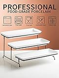 Gomakren 3 Tier Serving Stand 14 Inches Serving Platters Rectangular Large Serving Plates for Party Display Set Collapsible Sturdier Rack, Christmas Dishes Christmas Serving Trays and Platters