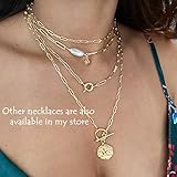 Aobei Pearl Chunky 18k Gold Chain Choker Necklace Freshwater Biwa Pearl Pendant CZ Starburst Charm Statement Jewelry for Women 16’’