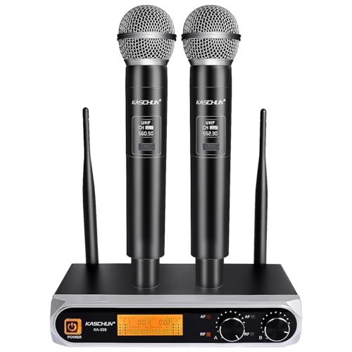 Kaschun Wireless Microphone, Professional Cordless Dynamic Wireless Microphone System, Microfono Inalambrico Professional,100ft Range, Suitable for DJ, Church, Karaoke, Home and KTV (KA-328)