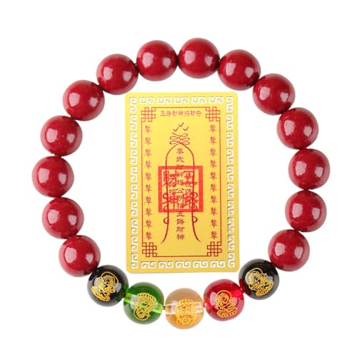 Chinese Feng Shui Good Luck and Wealth Bracelet for Women Red Cinnabar Bead,Lucky Bracelets Used to Bring Wealth,Success,Money,Wealth and Lucky Protection Amulet Taisman,Attract Wealth Money Feng Shui Jewelry(10mm)