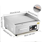 Takywep 18" Commercial Electric Griddle, Stainless Steel Countertop Griddle, Electric Flat Top Grill With Shovel Brush, Restaurant Teppanyaki Grill Cooking Equipment, Temperature Control 50°C - 300°C